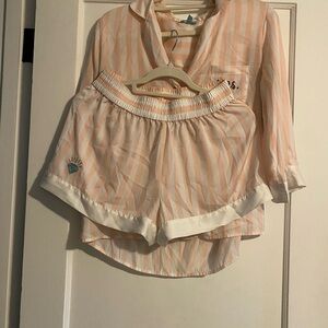 Women’s Betsey Johnson “Mrs” Pink & White Striped Pajama Set